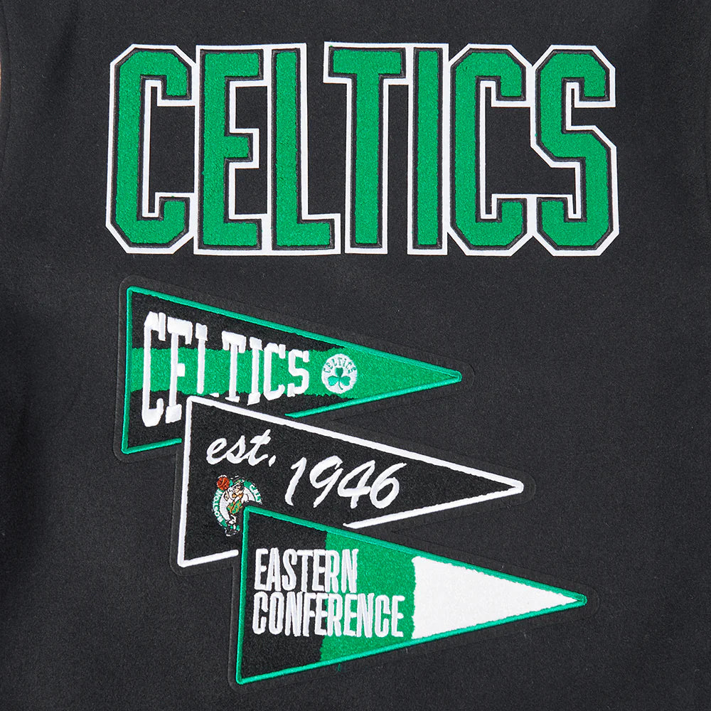 NBA BOSTON CELTICS TEAM PENNANTS MEN'S RIB WOOL VARSITY JACKET
