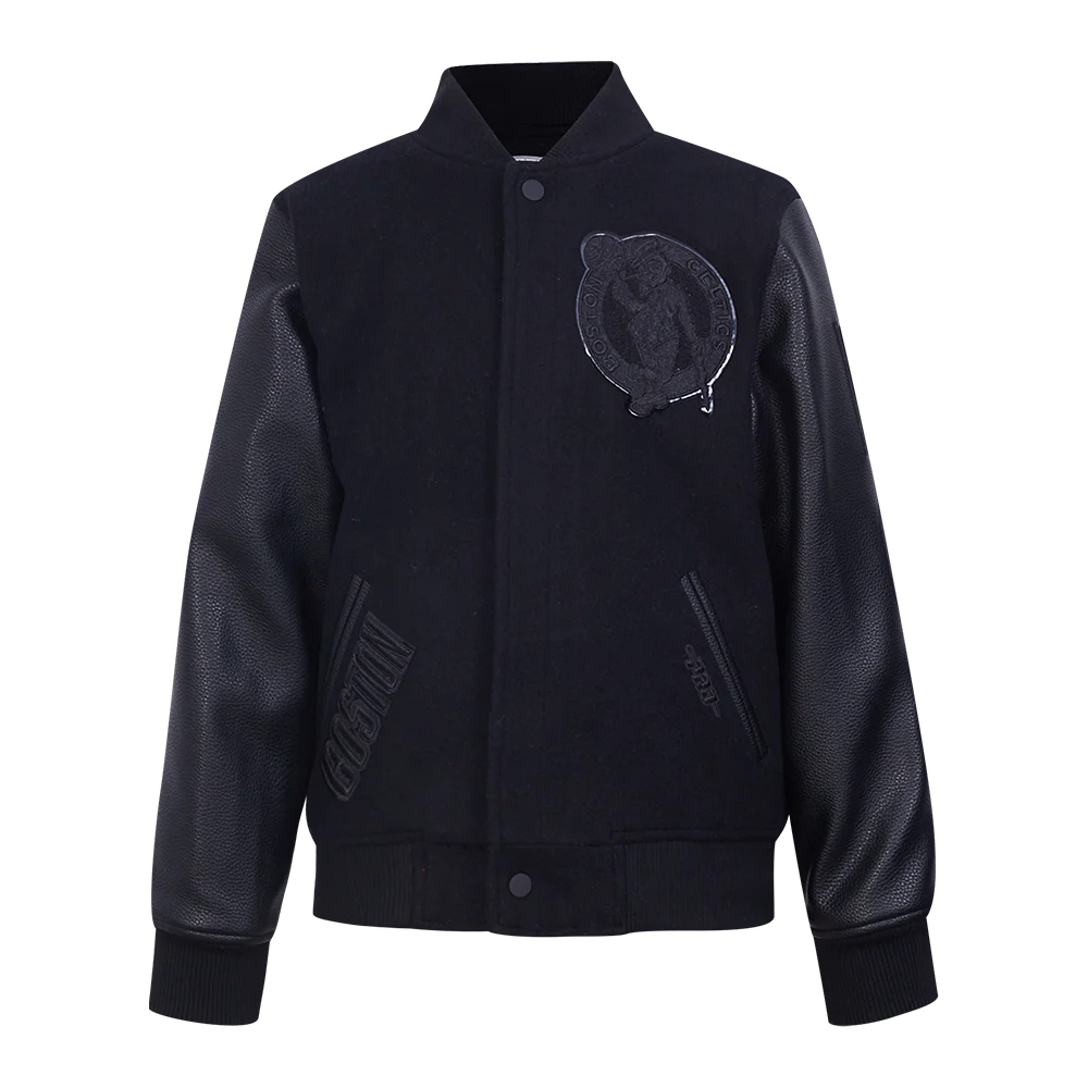 NBA BOSTON CELTICS TRIPLE BLACK BIG BOYS WOOL VARSITY JACKET