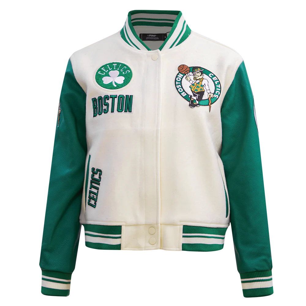 NBA BOSTON CELTICS RETRO CLASSIC WOMEN'S RIB WOOL VARSITY JACKET