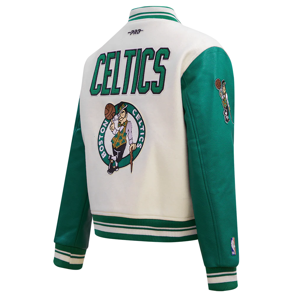 NBA BOSTON CELTICS RETRO CLASSIC WOMEN'S RIB WOOL VARSITY JACKET