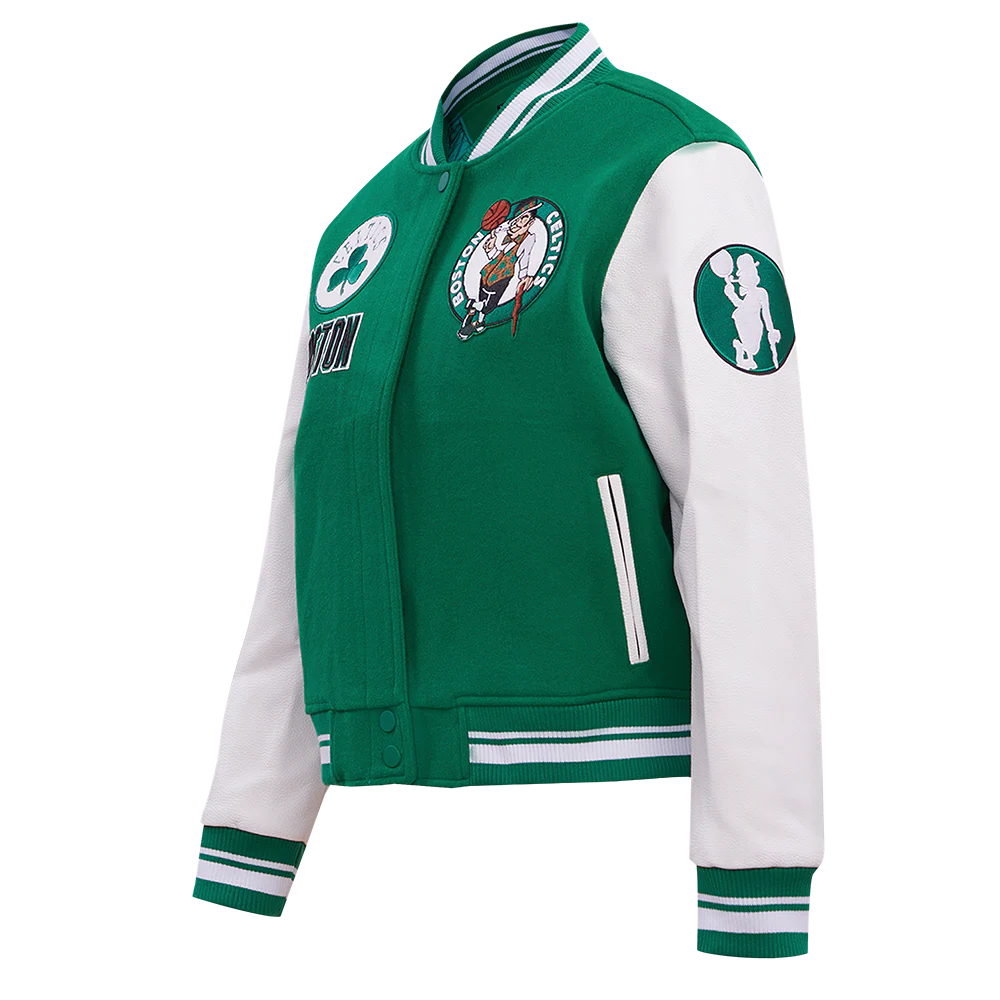 NBA BOSTON CELTICS RETRO CLASSIC WOMEN'S RIB WOOL VARSITY JACKET