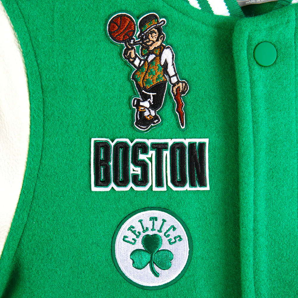 NBA BOSTON CELTICS RETRO CLASSIC LITTLE BOYS RIB WOOL VARSITY JACKET