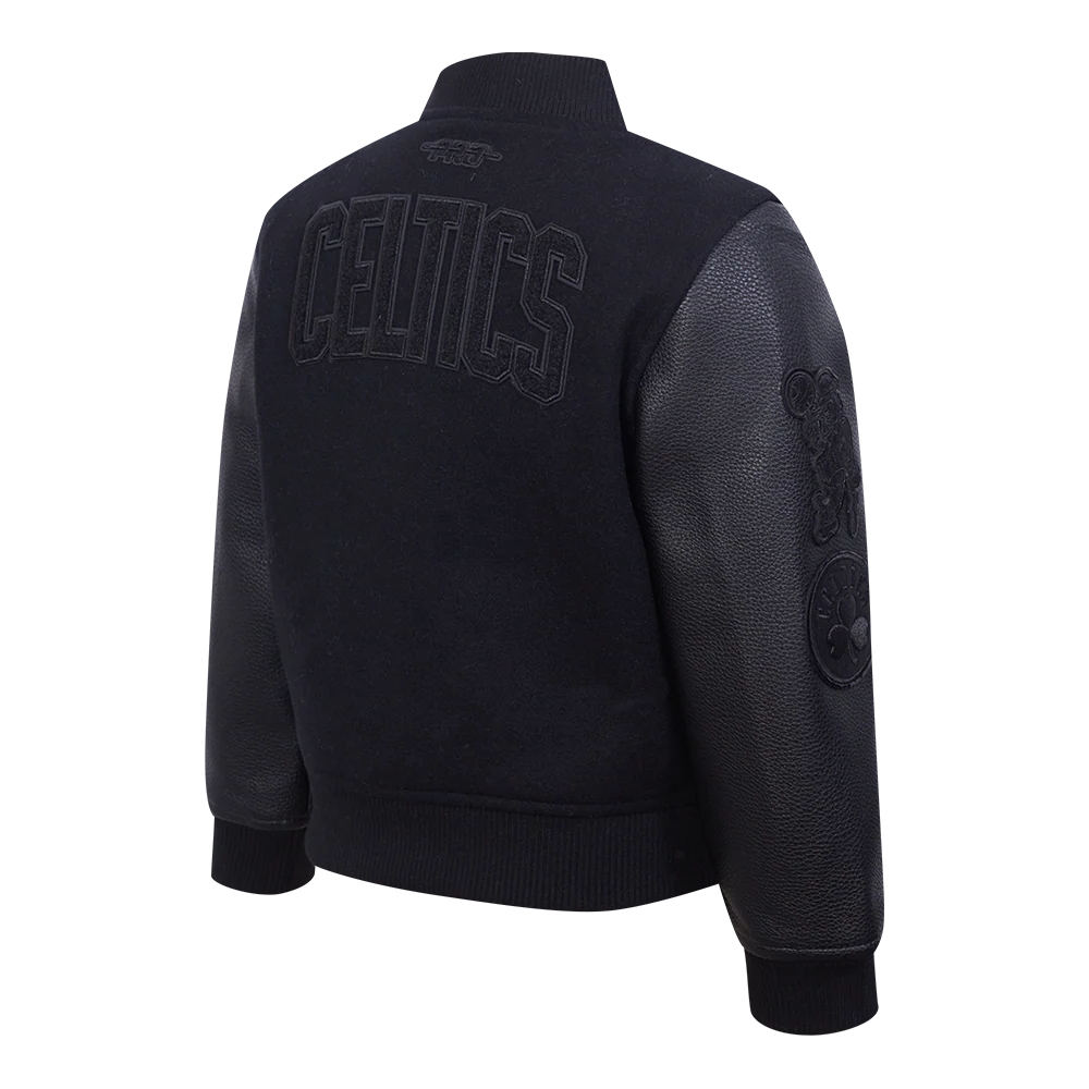 NBA BOSTON CELTICS TRIPLE BLACK TODDLER BOYS WOOL VARSITY JACKET