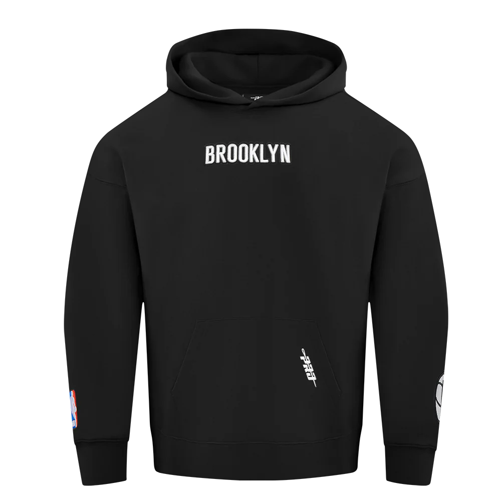NBA BROOKLYN NETS WINGSPAN MEN'S DROP SHOULDER FLEECE PULLOVER HOODIE