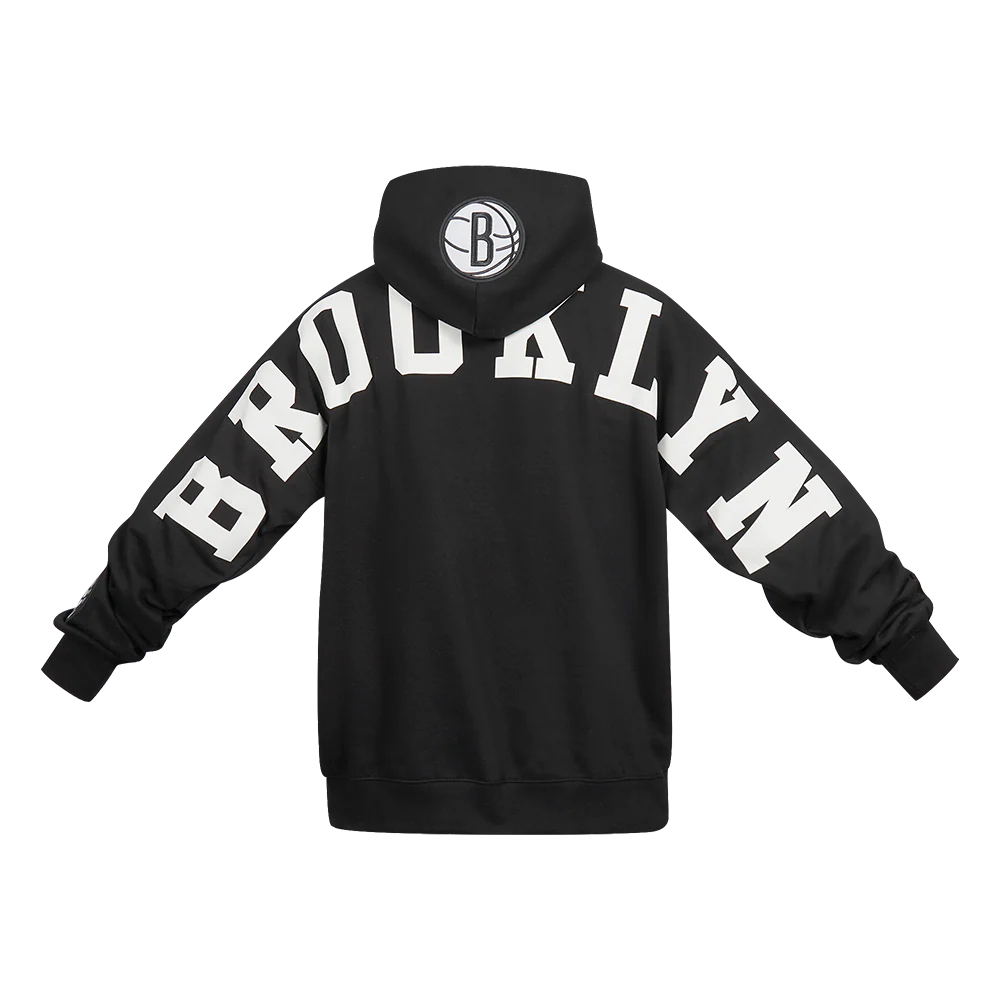 NBA BROOKLYN NETS WINGSPAN MEN'S DROP SHOULDER FLEECE PULLOVER HOODIE