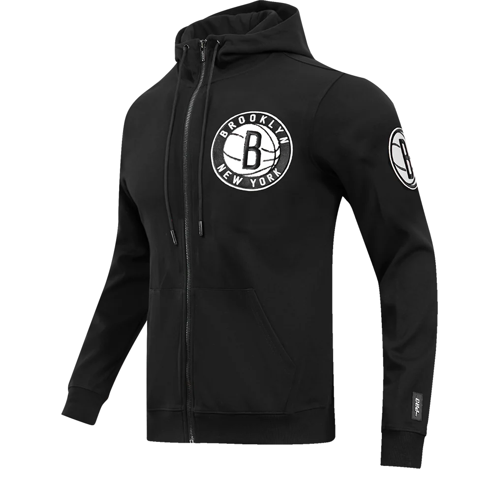 NBA BROOKLYN NETS CLASSIC CHENILLE MEN'S FULL ZIP PULLOVER HOODIE