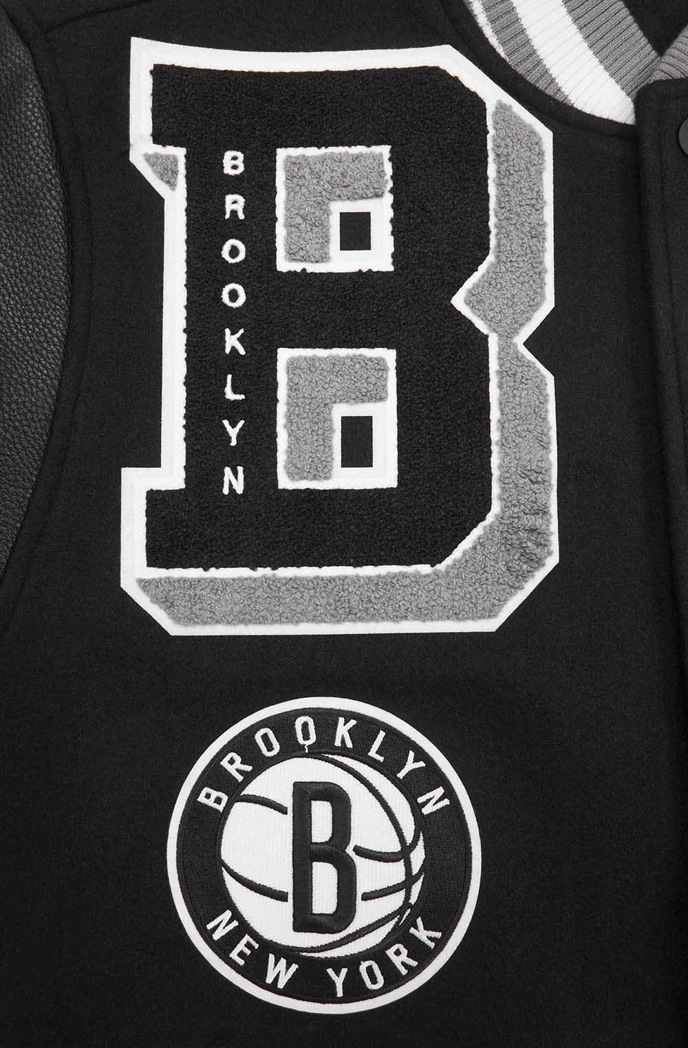 NBA BROOKLYN NETS MASHUP MEN'S RIB WOOL VARSITY JACKET