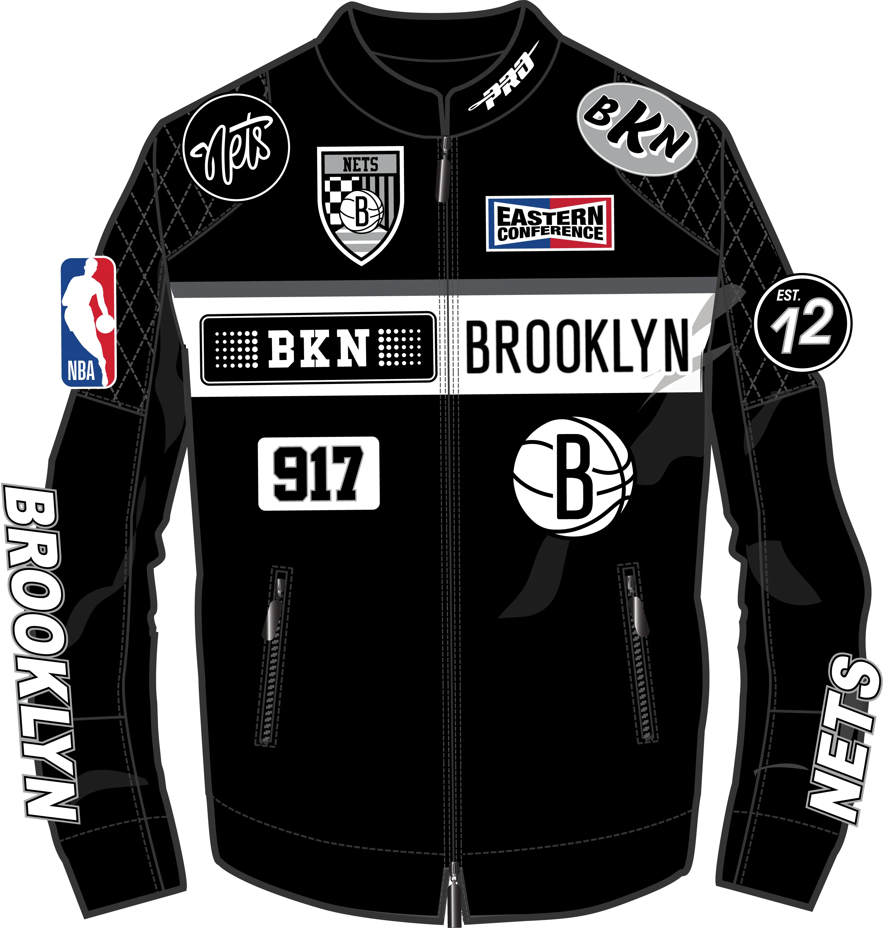 NBA BROOKLYN NETS MEN'S MOTO JACKET