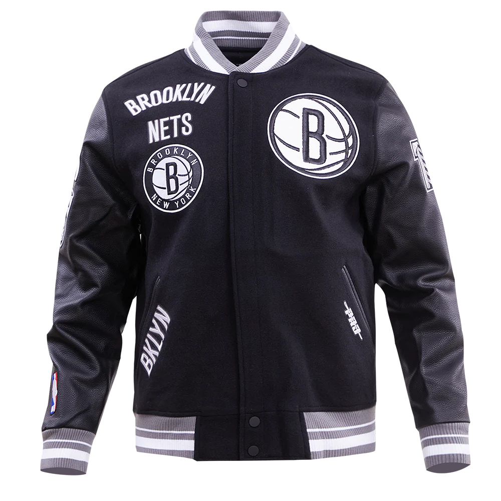 NBA BROOKLYN NETS RETRO CLASSIC MEN'S RIB WOOL VARSITY JACKET