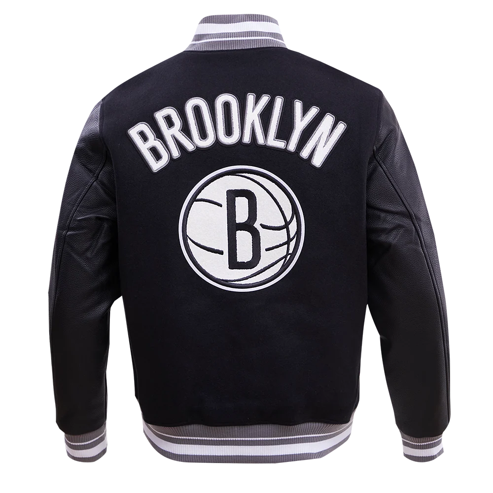 NBA BROOKLYN NETS RETRO CLASSIC MEN'S RIB WOOL VARSITY JACKET
