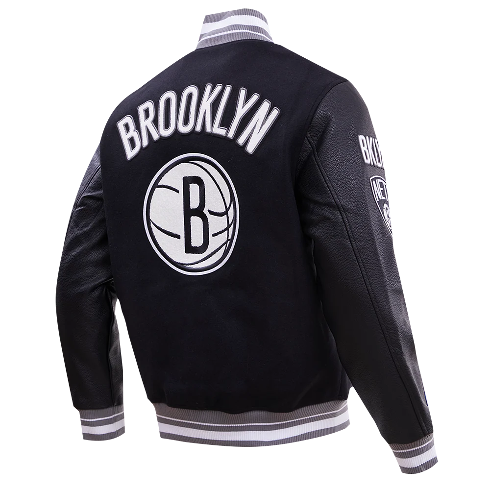 NBA BROOKLYN NETS RETRO CLASSIC MEN'S RIB WOOL VARSITY JACKET
