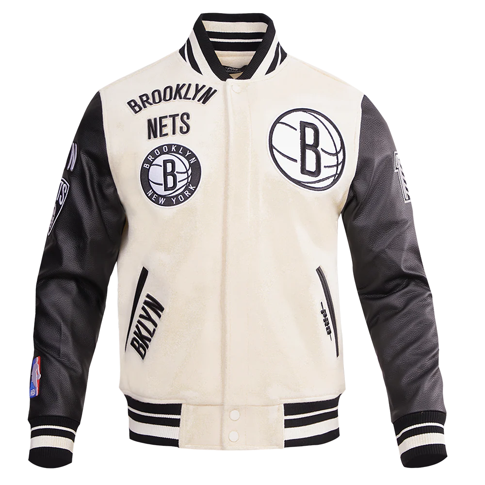 NBA BROOKLYN NETS RETRO CLASSIC MEN'S RIB WOOL VARSITY JACKET