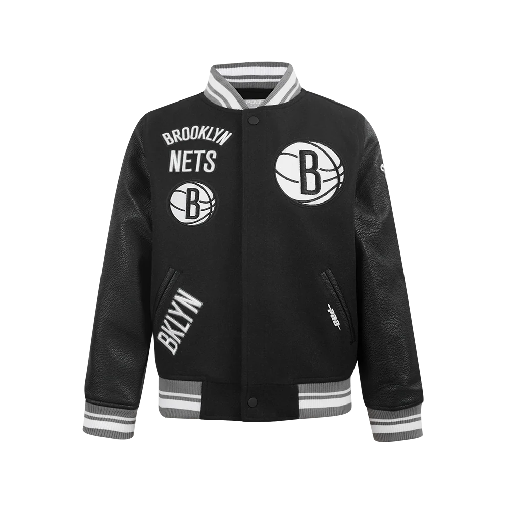 NBA BROOKLYN NETS RETRO CLASSIC BIG BOYS RIB WOOL VARSITY JACKET