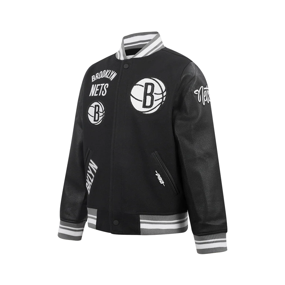 NBA BROOKLYN NETS RETRO CLASSIC BIG BOYS RIB WOOL VARSITY JACKET