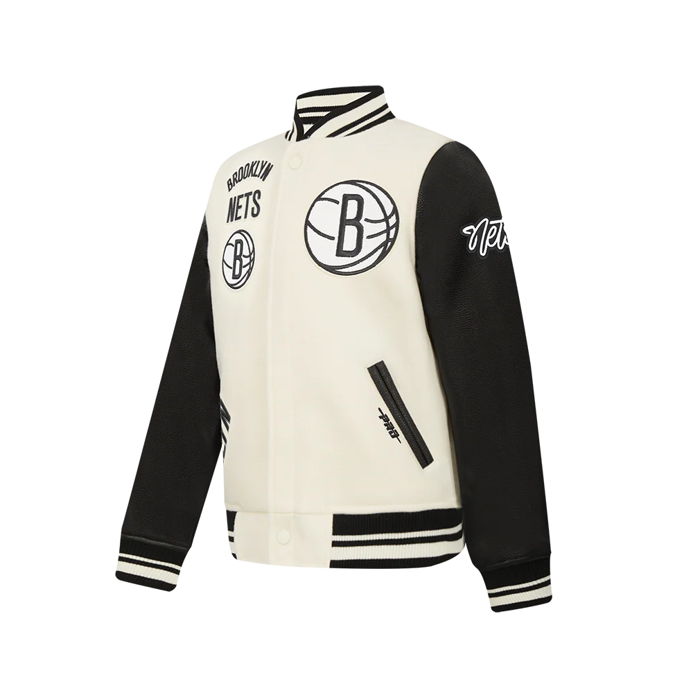 NBA BROOKLYN NETS RETRO CLASSIC BIG BOYS RIB WOOL VARSITY JACKET
