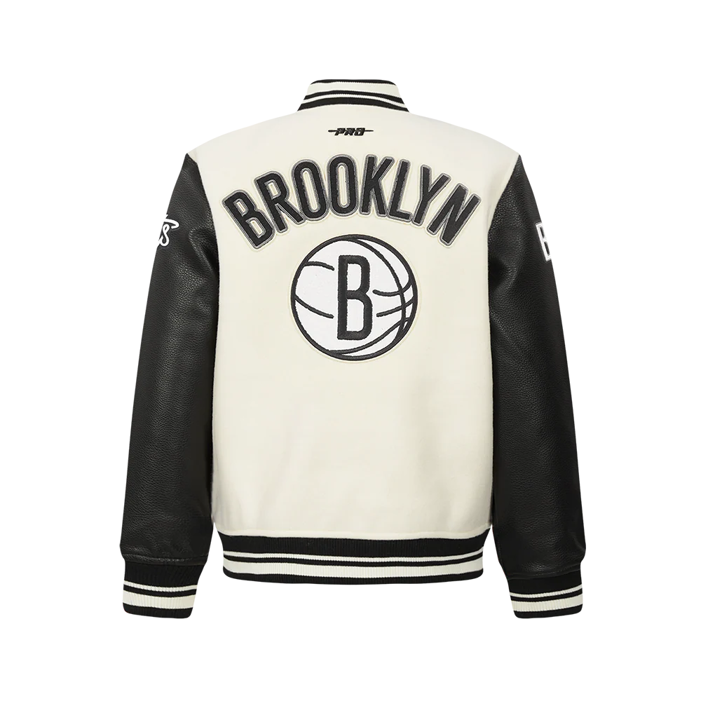 NBA BROOKLYN NETS RETRO CLASSIC BIG BOYS RIB WOOL VARSITY JACKET