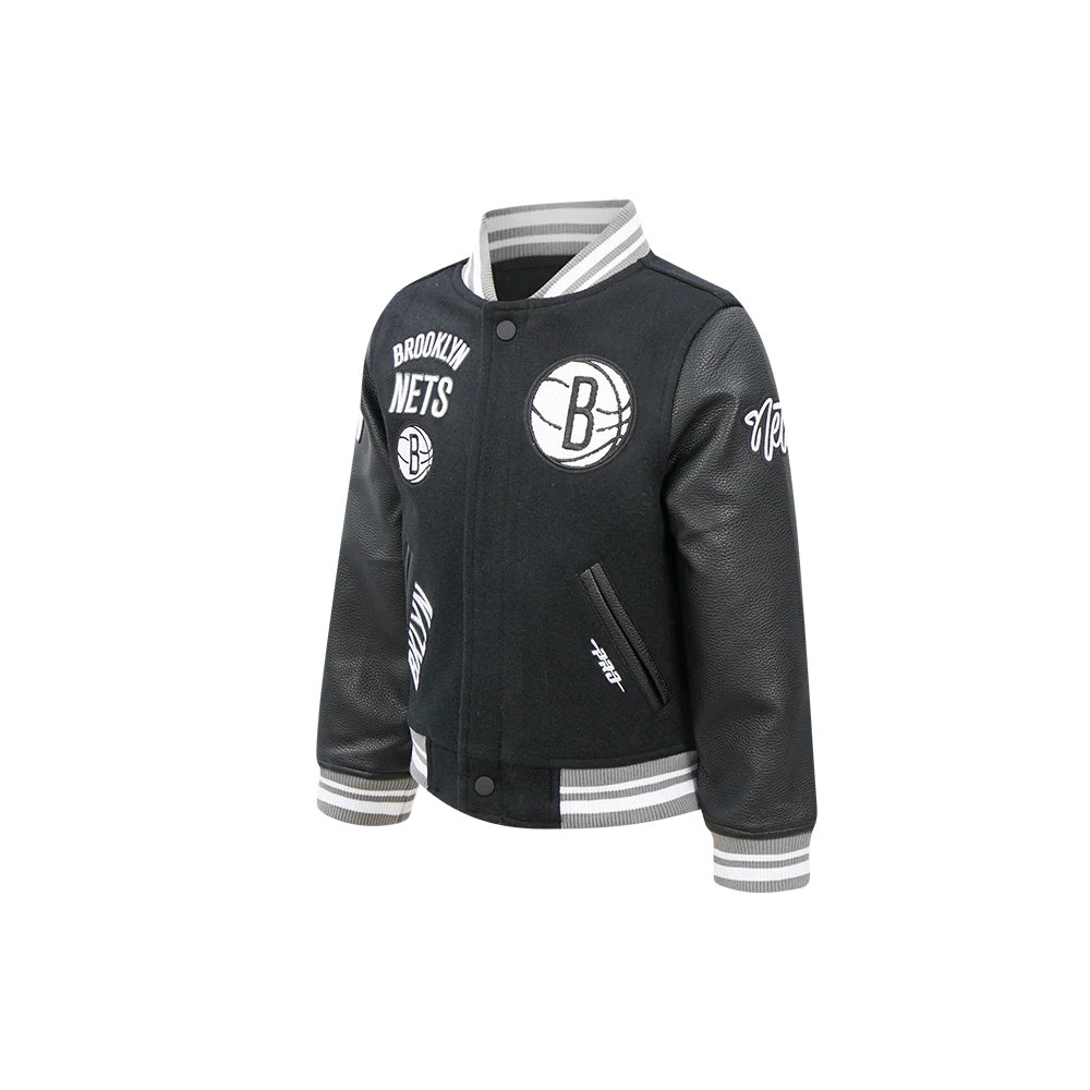 NBA BROOKLYN NETS RETRO CLASSIC LITTLE BOYS RIB WOOL VARSITY JACKET