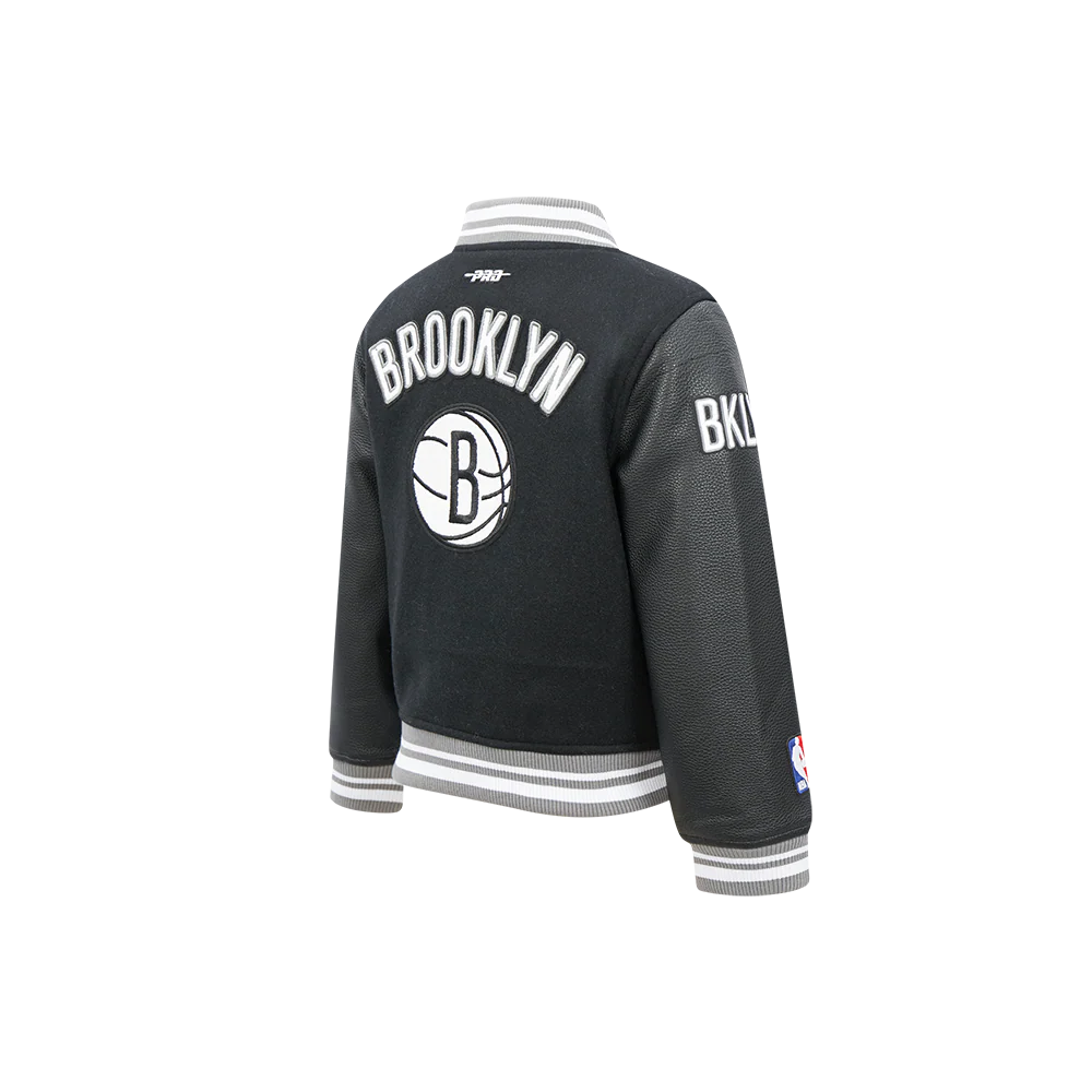 NBA BROOKLYN NETS RETRO CLASSIC LITTLE BOYS RIB WOOL VARSITY JACKET