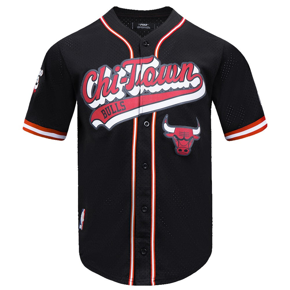 CHICAGO BULLS MEN'S BUTTON DOWN MESH TOP SCRIPT TAIL