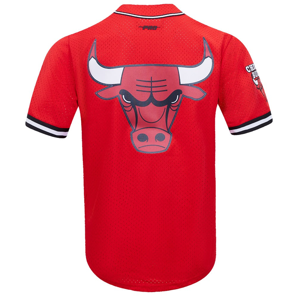 CHICAGO BULLS MEN'S BUTTON DOWN MESH TOP SCRIPT TAIL