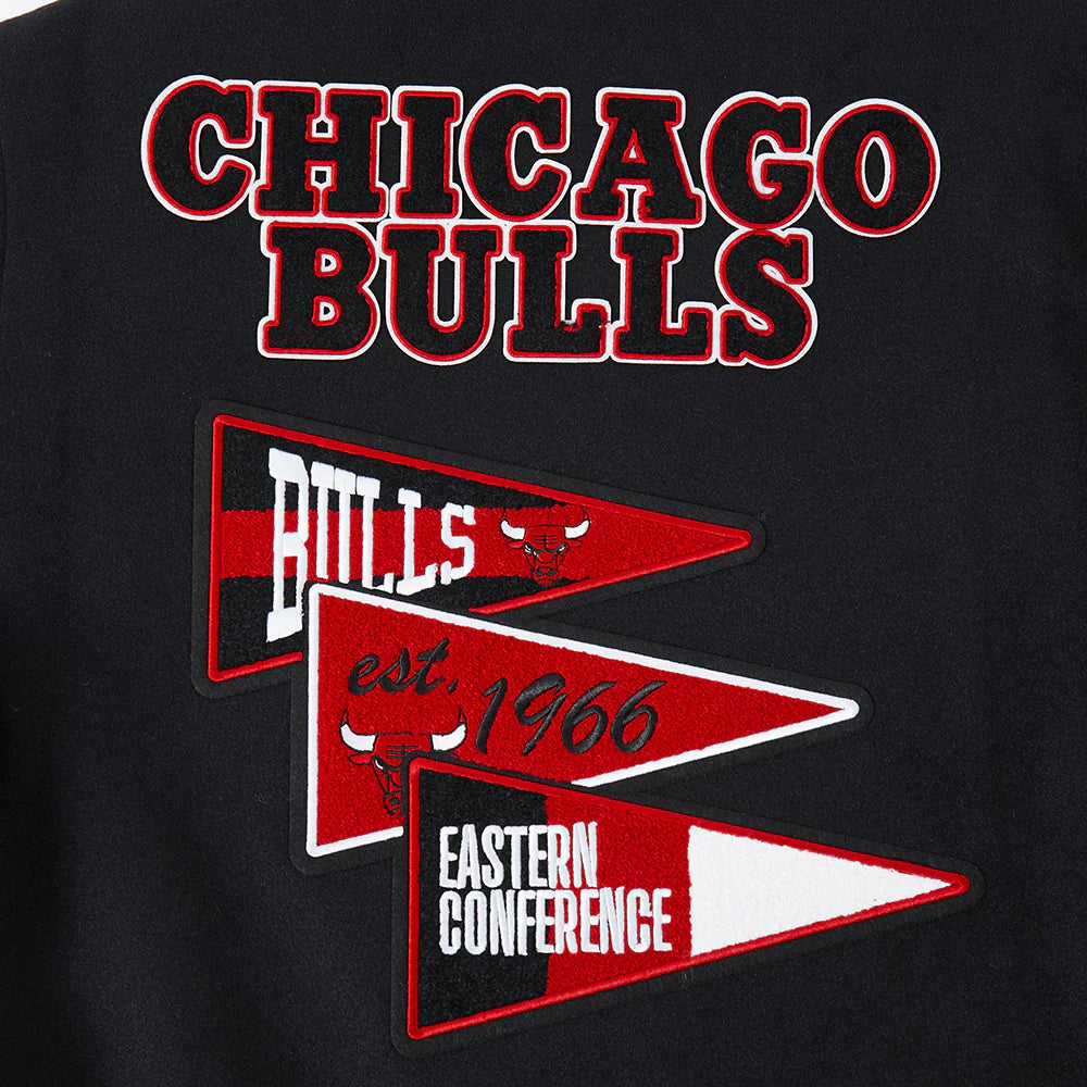 NBA CHICAGO BULLS TEAM PENNANTS MEN'S RIB WOOL VARSITY JACKET