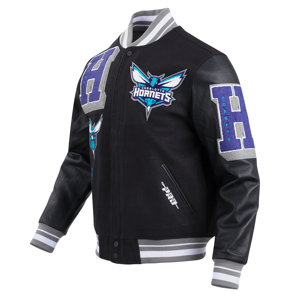 NBA CHARLOTTE HORNETS MASHUP MEN'S RIB WOOL VARSITY JACKET