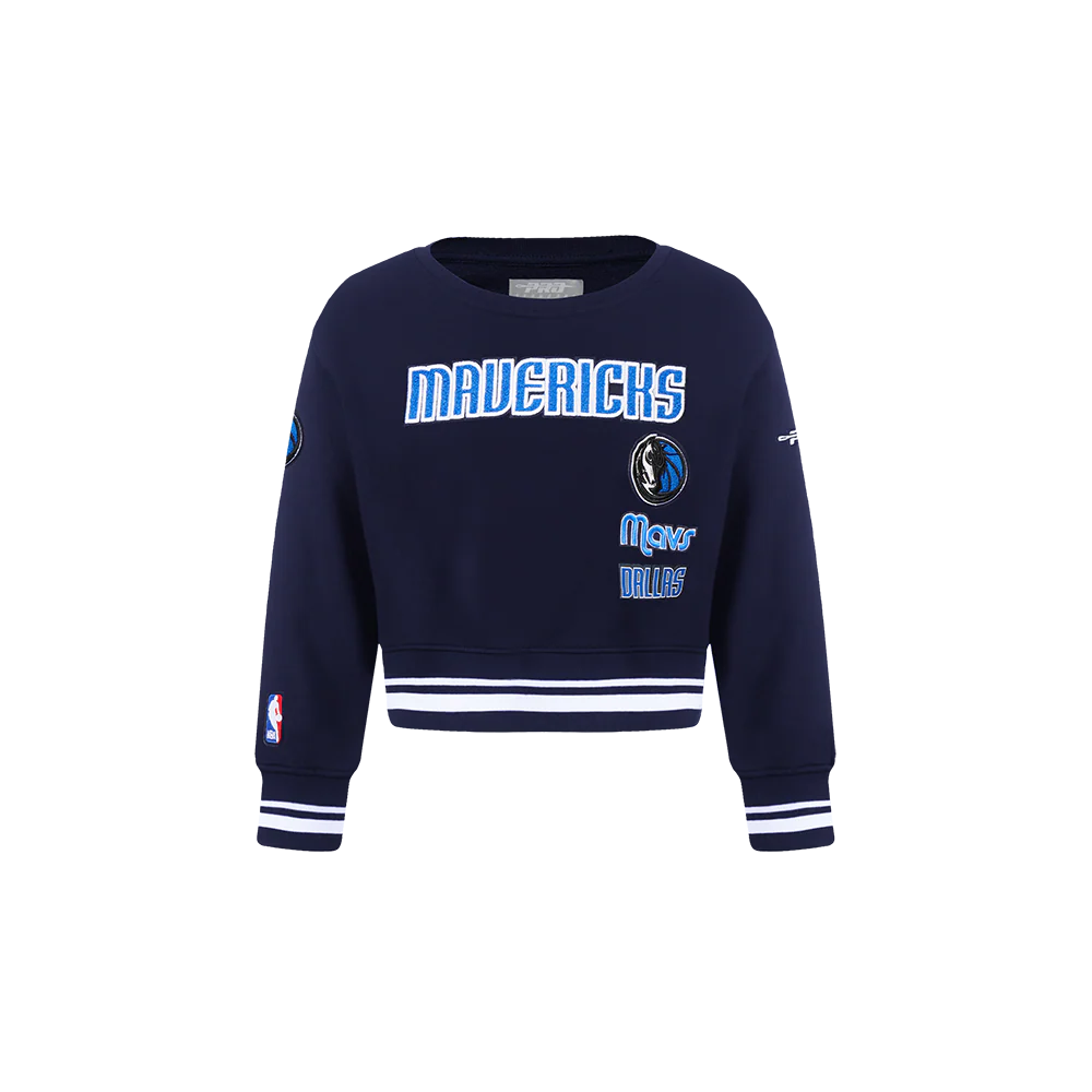 NBA DALLAS MAVERICKS RETRO CLASSIC TODDLER GIRLS RIB FLEECE CREWNECK
