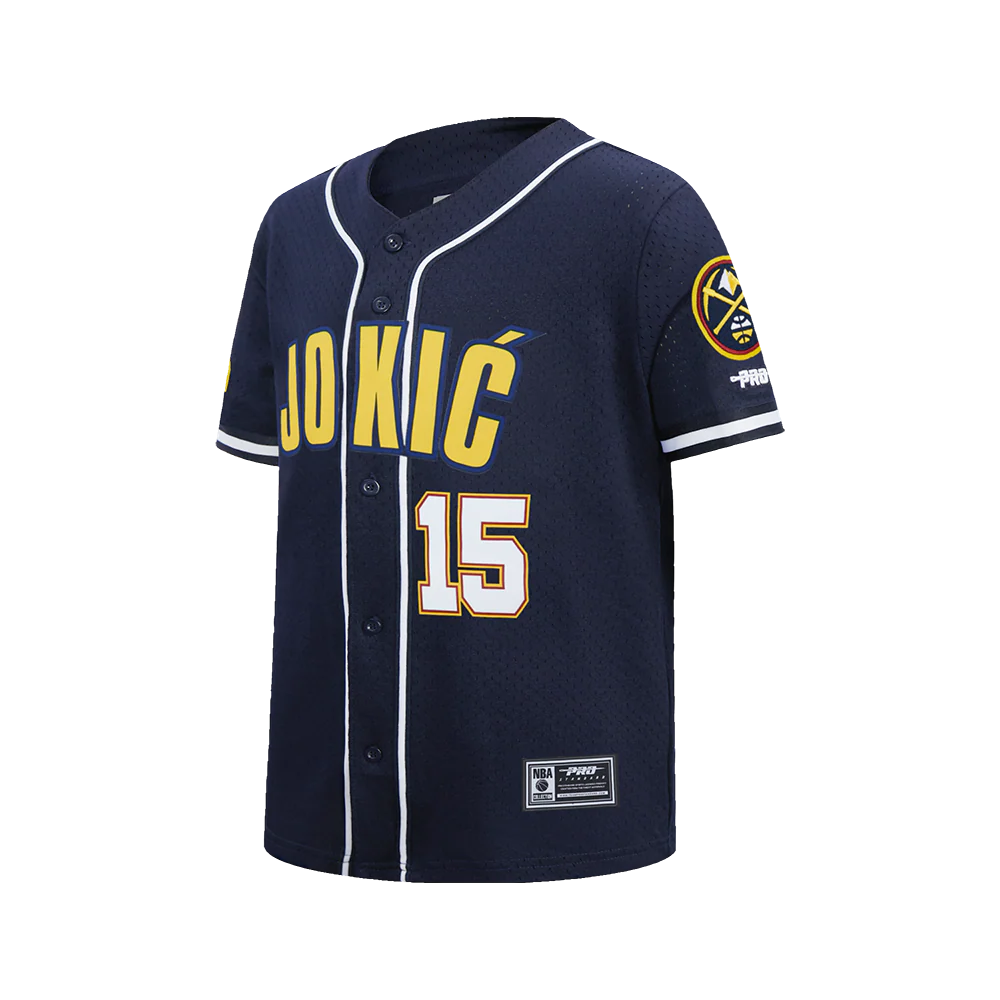 NBA DENVER NUGGETS NIKOLA JOKIC #15 CLASSIC PNN BIG BOY'S MESH BUTTON DOWN SHIRT