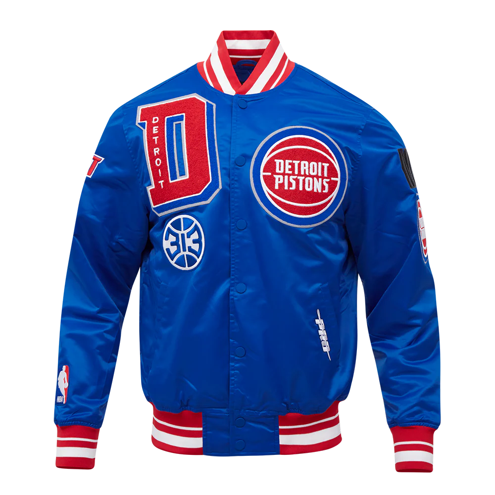 NBA DETROIT PISTONS MASHUP MEN'S RIB SATIN JACKET