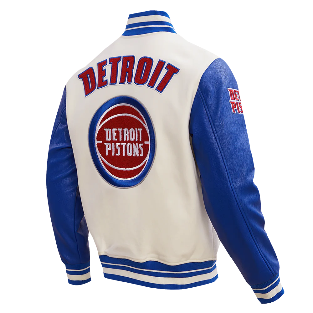 NBA DETROIT PISTONS RETRO CLASSIC MEN'S RIB WOOL VARSITY JACKET