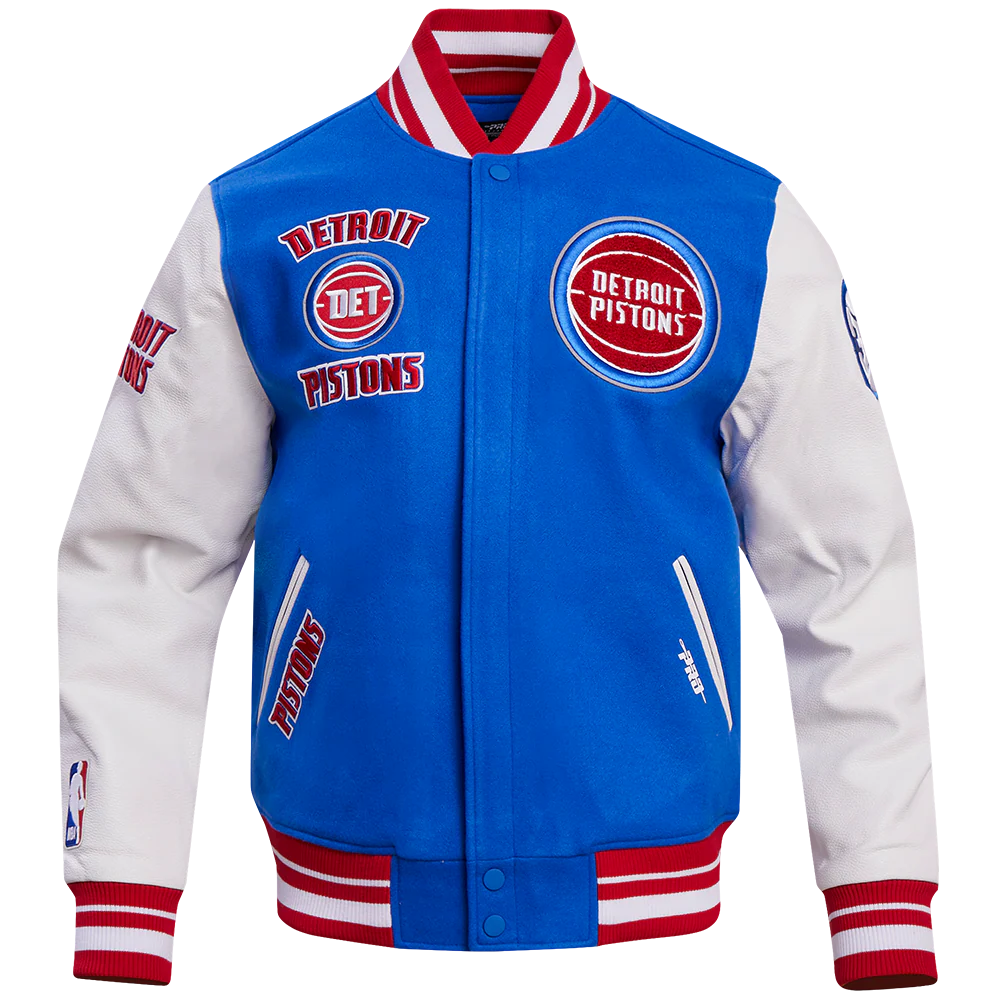 NBA DETROIT PISTONS RETRO CLASSIC MEN'S RIB WOOL VARSITY JACKET