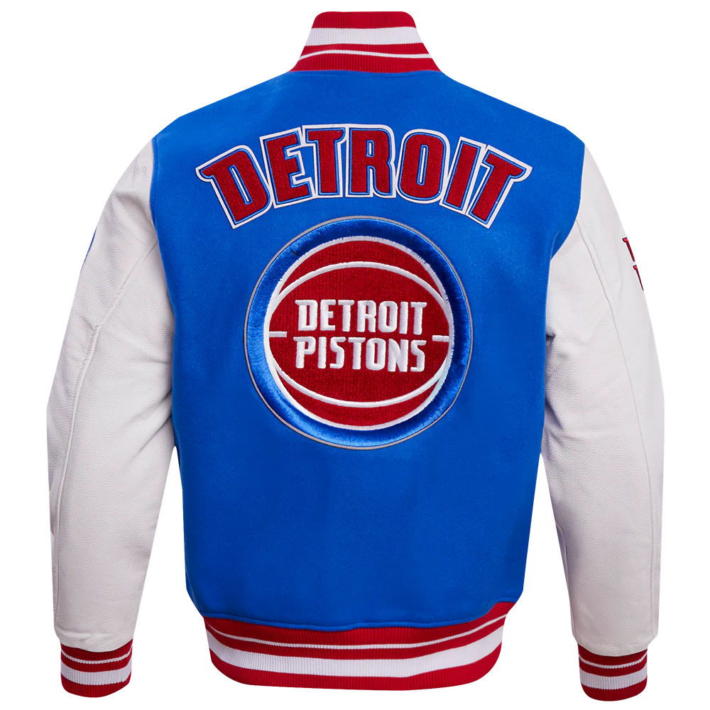 NBA DETROIT PISTONS RETRO CLASSIC MEN'S RIB WOOL VARSITY JACKET