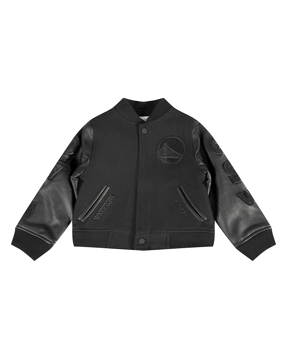 NBA GOLDEN STATE WARRIORS TRIPLE BLACK TODDLER BOYS WOOL VARSITY JACKET