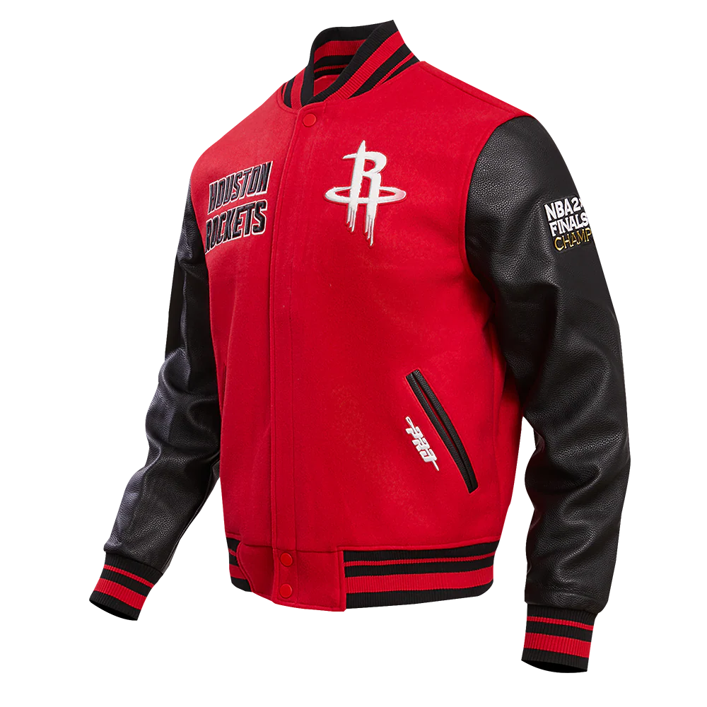 NBA HOUSTON ROCKETS RETRO CLASSIC MEN'S RIB WOOL VARSITY JACKET