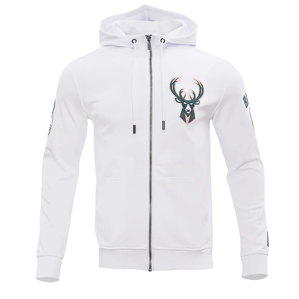 NBA MILWAUKEE BUCKS CLASSIC CHENILLE MEN'S FULL ZIP PULLOVER HOODIE