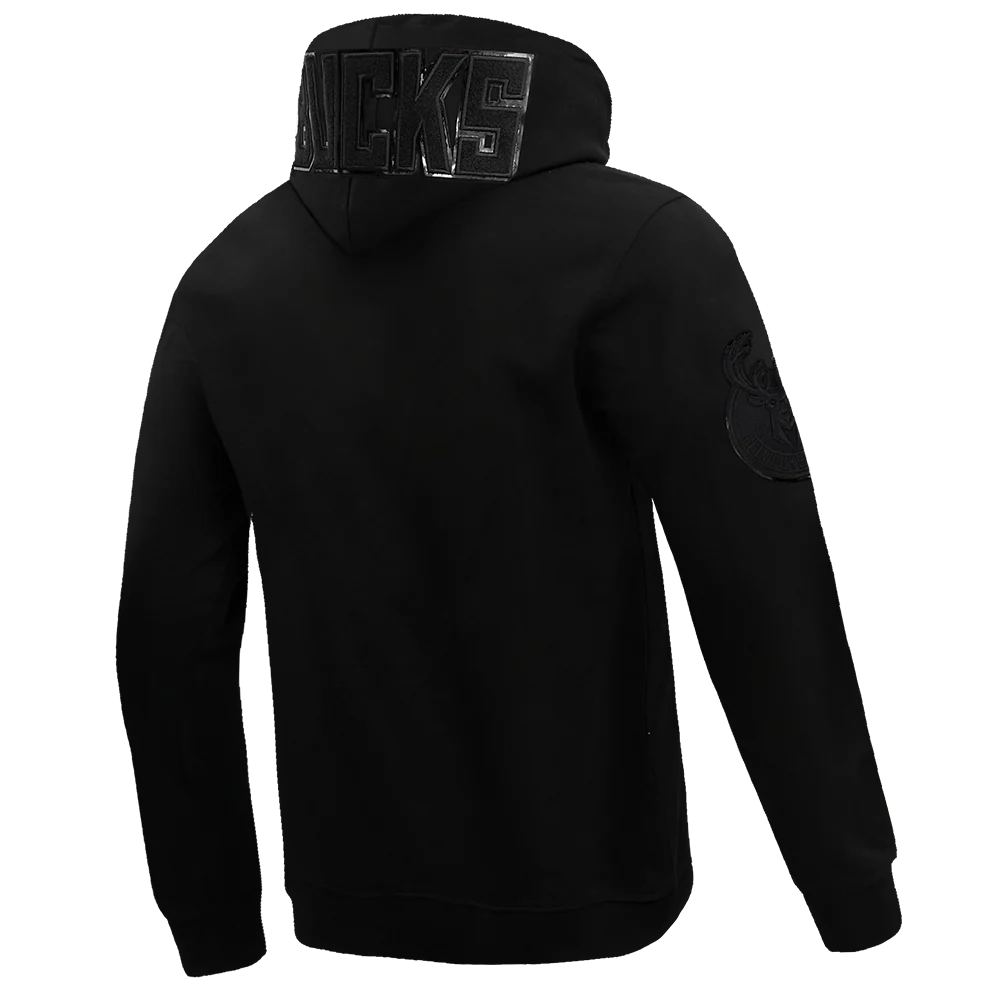 NBA MILWAUKEE BUCKS TRIPLE BLACK LOGO MEN'S PULLOVER HOODIE