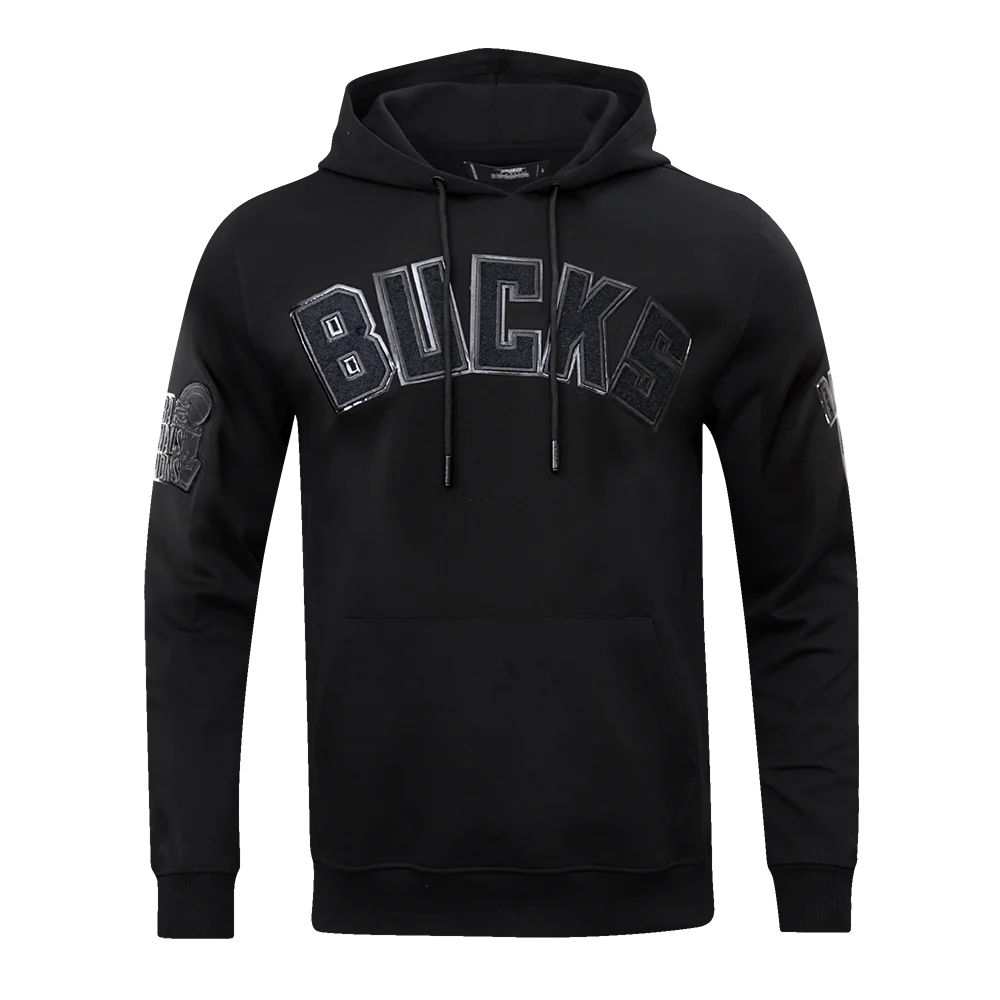 NBA MILWAUKEE BUCKS TRIPLE BLACK LOGO MEN'S PULLOVER HOODIE