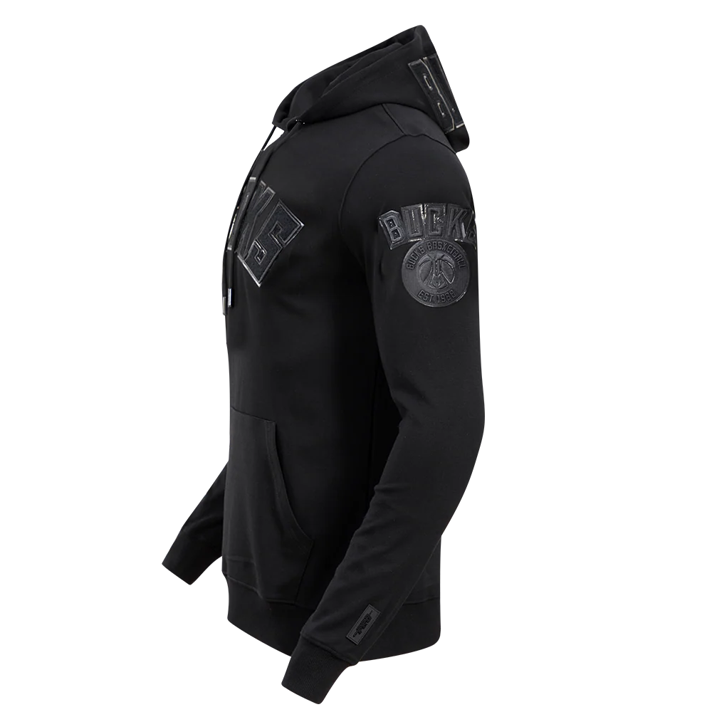 NBA MILWAUKEE BUCKS TRIPLE BLACK LOGO MEN'S PULLOVER HOODIE