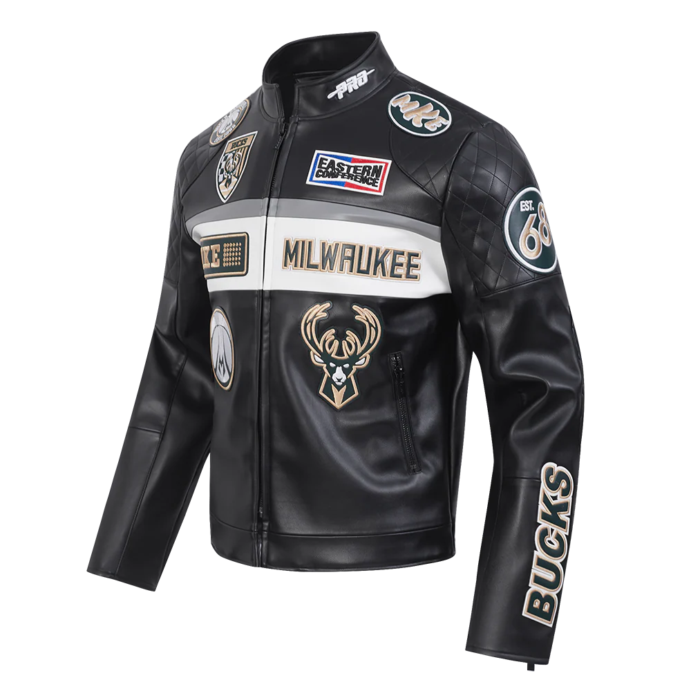 NBA MILWAUKEE BUCKS MEN'S MOTO JACKET