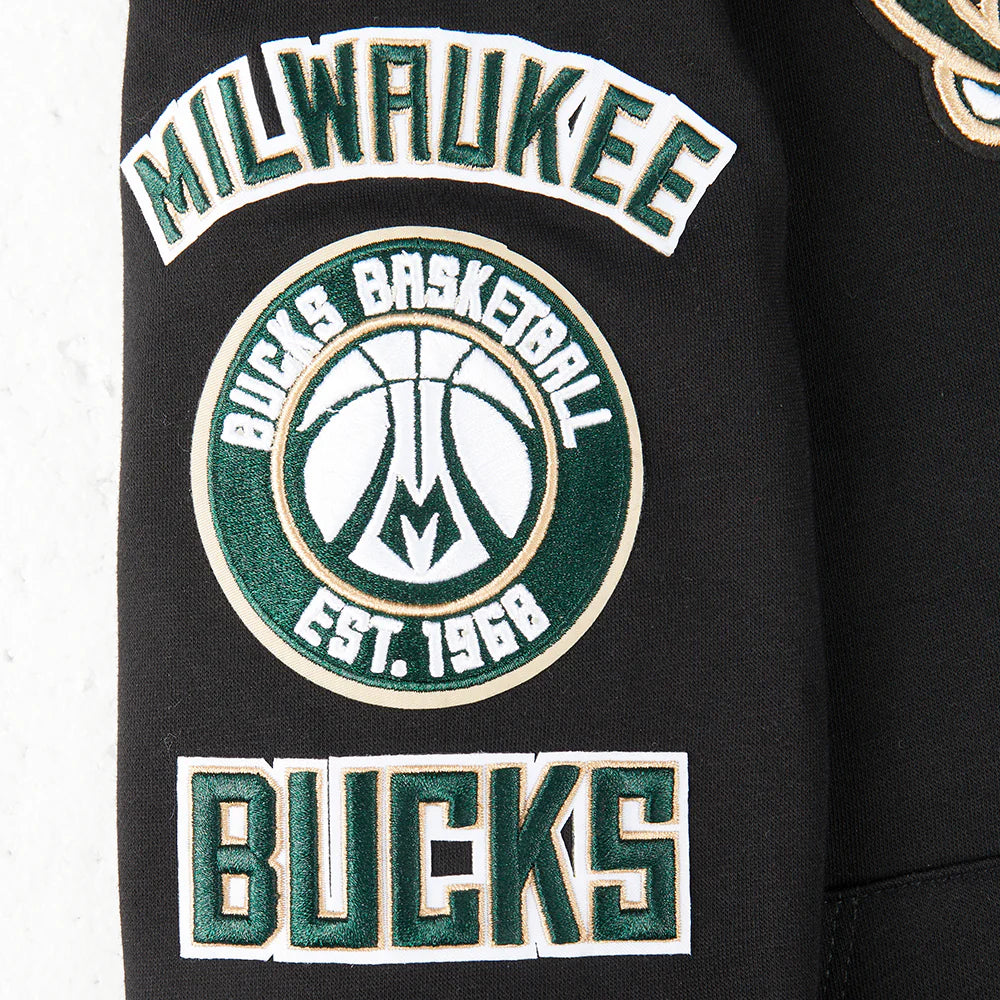 NBA MILWAUKEE BUCKS RETRO CLASSIC BIG BOYS RIB FLEECE PULLOVER HOODIE