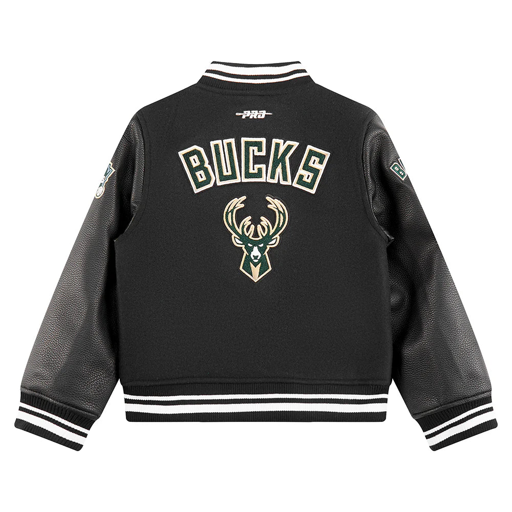 NBA MILWAUKEE BUCKS RETRO CLASSIC LITTLE BOYS RIB WOOL VARSITY JACKET