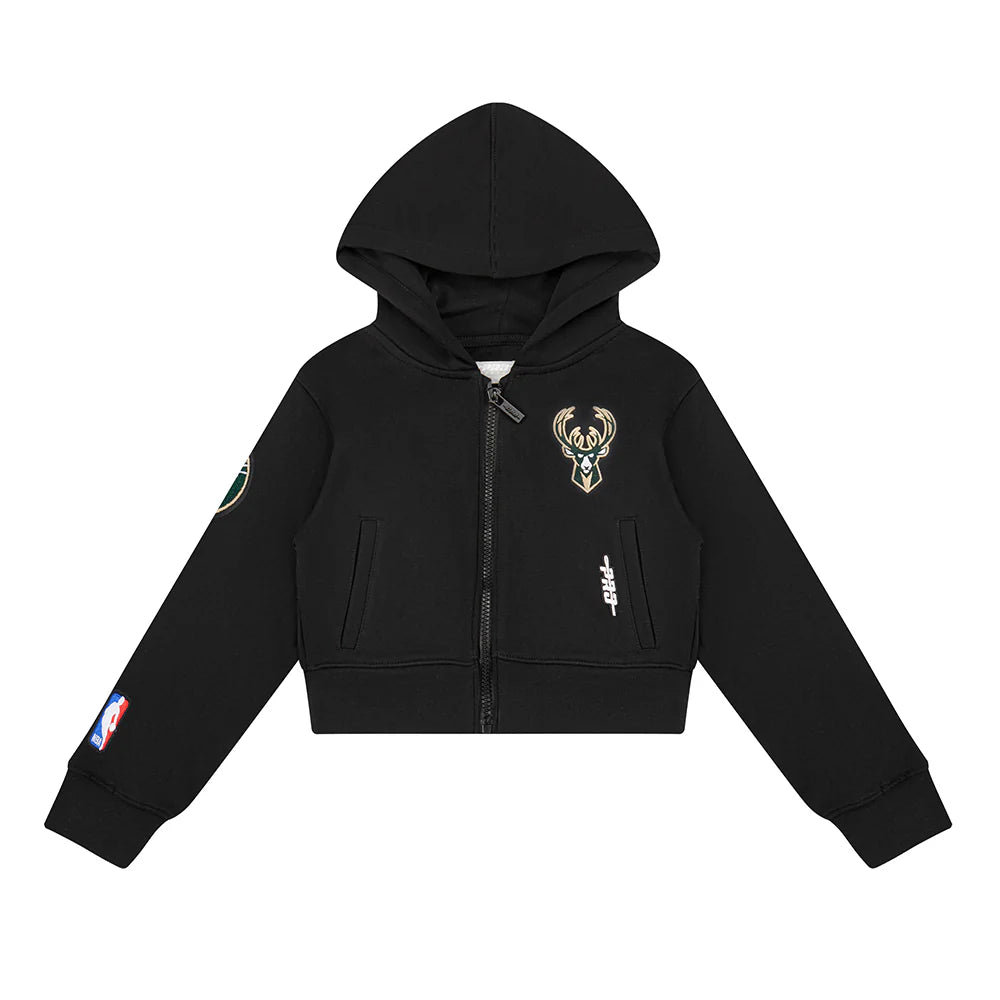 NBA MILWAUKEE BUCKS CLASSIC LITTLE GIRLS FLEECE FULL ZIP HOODIE