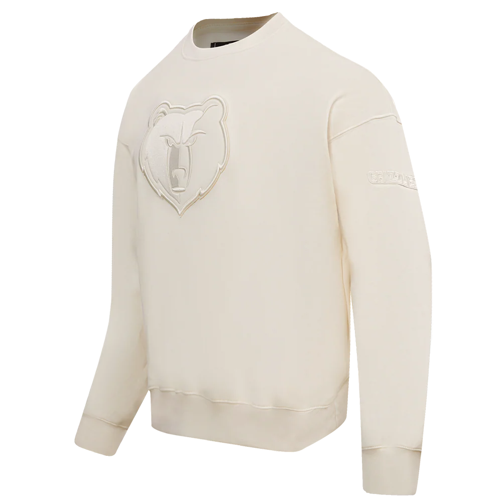 NBA MEMPHIS GRIZZLIES NEUTRAL DROP SHOULDER FLEECE CREWNECK