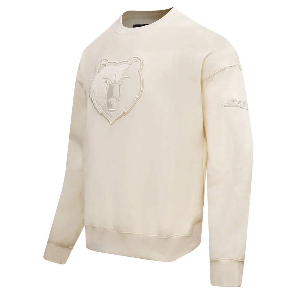 NBA MEMPHIS GRIZZLIES NEUTRAL DROP SHOULDER FLEECE CREWNECK