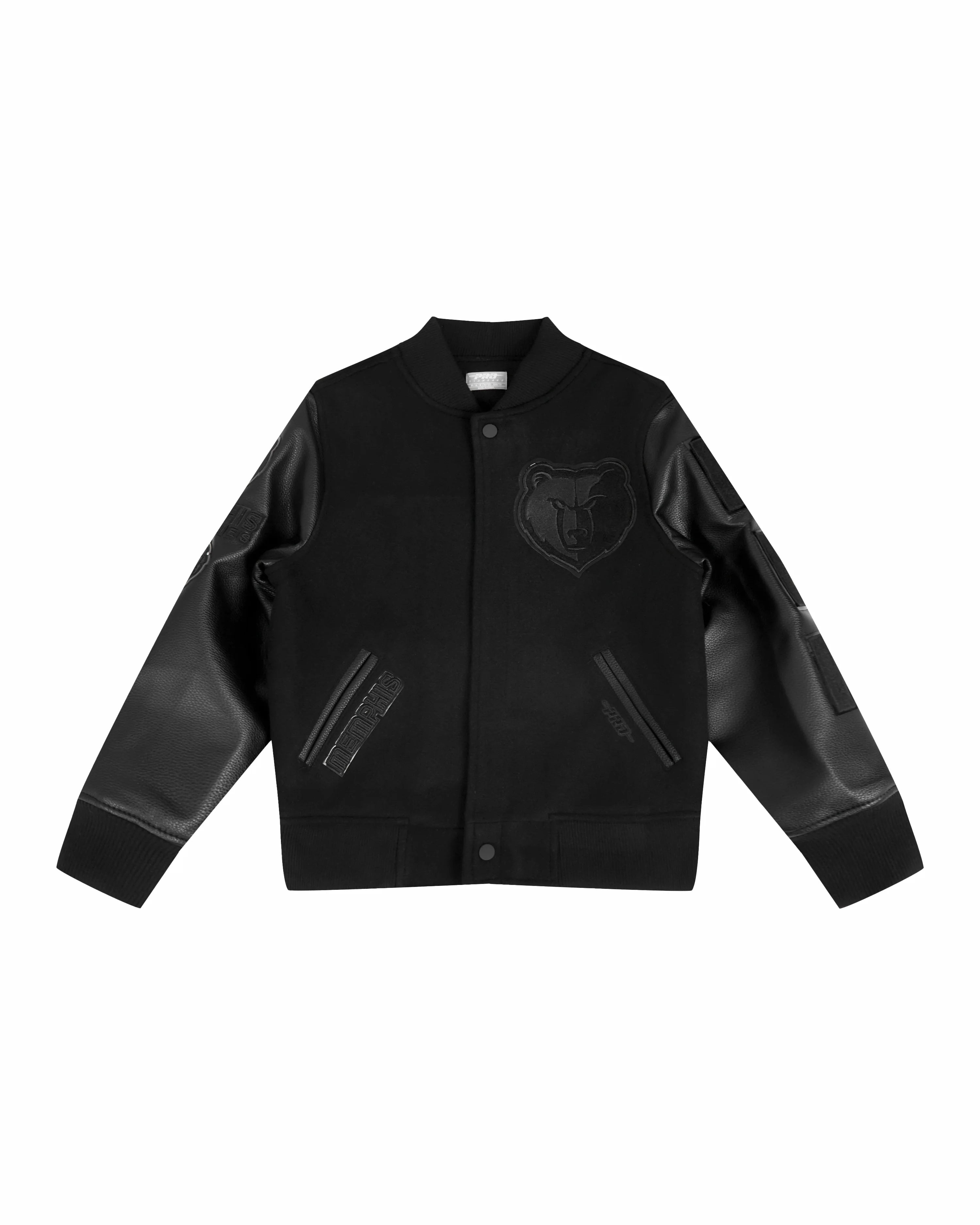 NBA MEMPHIS GRIZZLIES TRIPLE BLACK BIG BOYS WOOL VARSITY JACKET