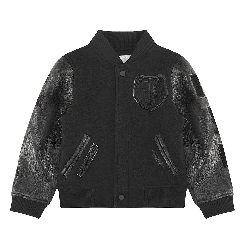 NBA MEMPHIS GRIZZLIES TRIPLE BLACK TODDLER BOYS WOOL VARSITY JACKET