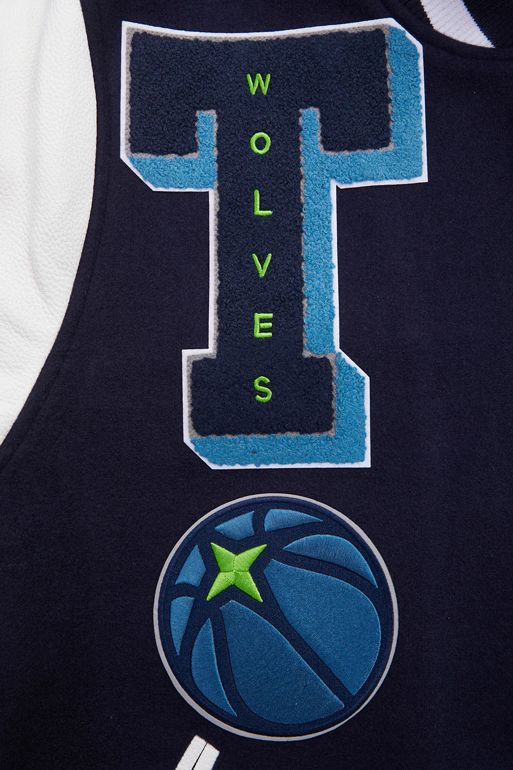 NBA MINNESOTA TIMBERWOLVES MASHUP MEN'S RIB WOOL VARSITY JACKET