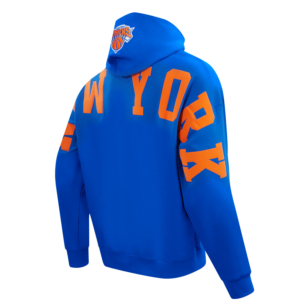 NBA NEW YORK KNICKS WINGSPAN MEN'S DROP SHOULDER FLEECE PULLOVER HOODIE