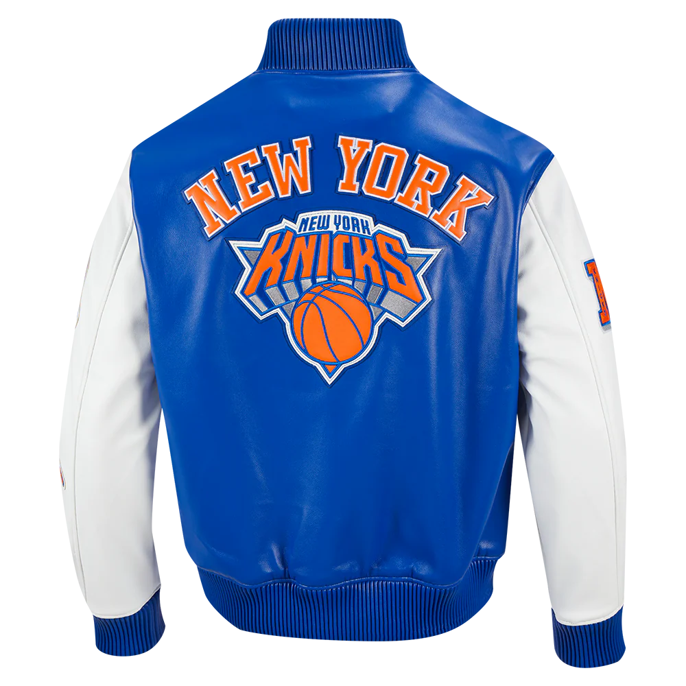 NBA NEW YORK KNICKS CITY SIGNATURE MEN'S LEATHER VARSITY JACKET