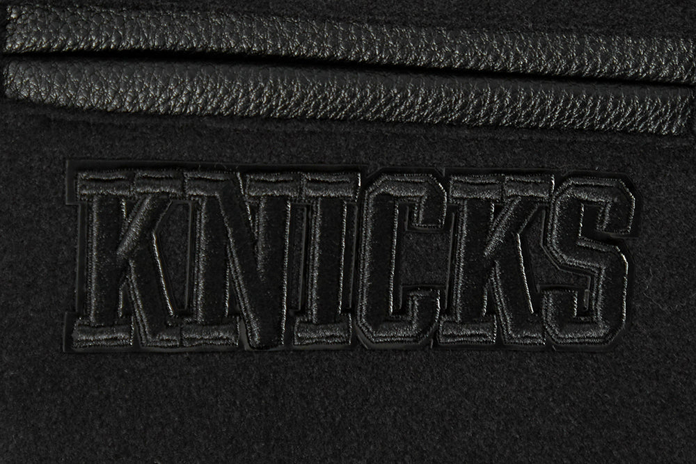 NBA NEW YORK KNICKS TRIPLE BLACK BIG BOYS WOOL VARSITY JACKET